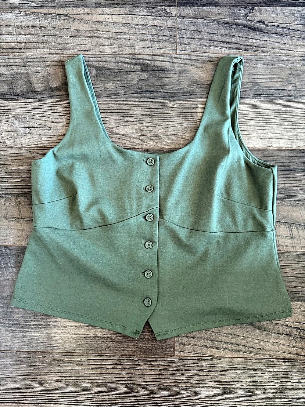 a new day Button Front Tank Top Vest